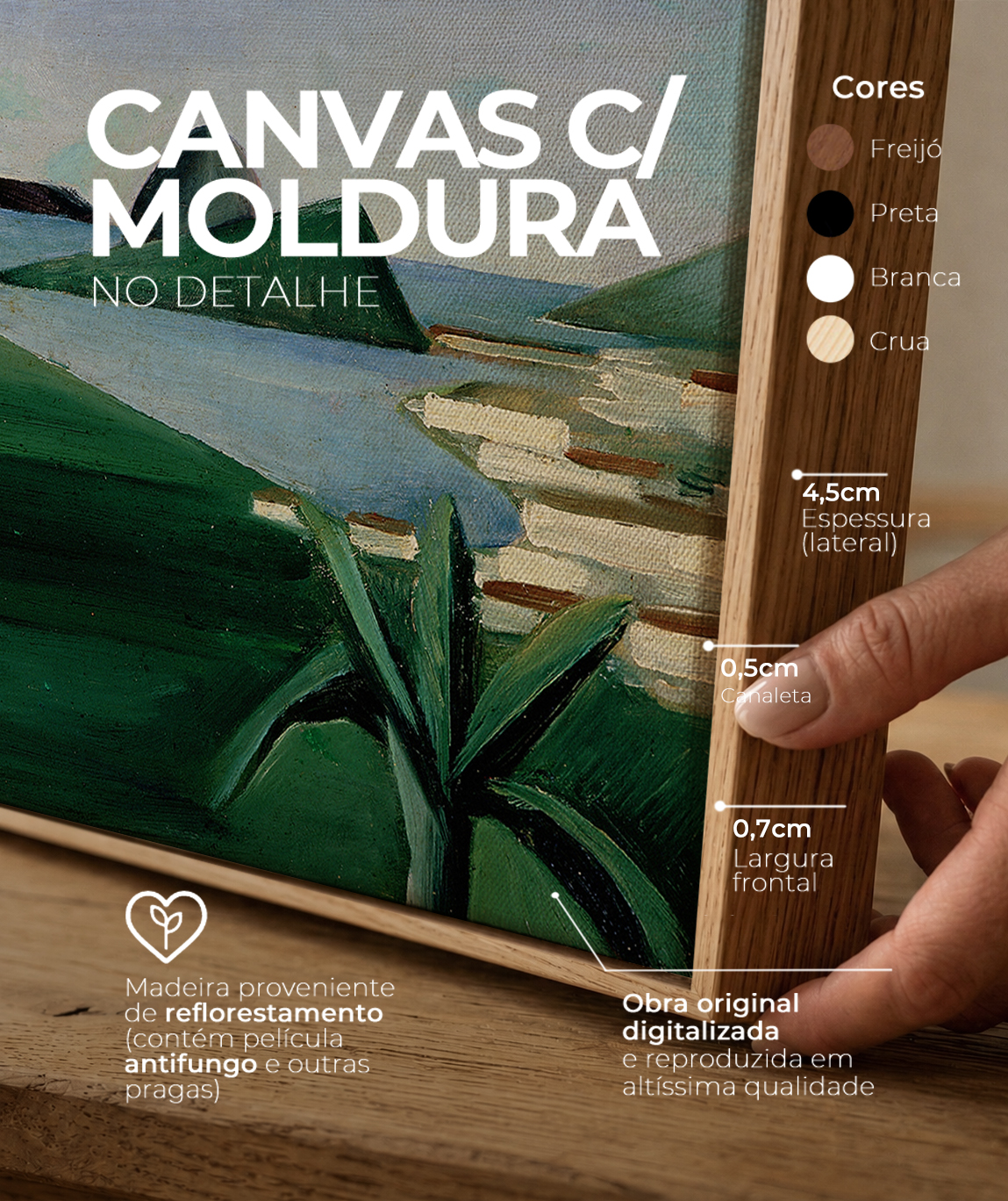 Detalhes do canvas e do chassi da reprodu&ccedil;&atilde;o